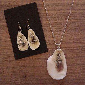 Handcrafted Oyster Shell Necklace & Earrings